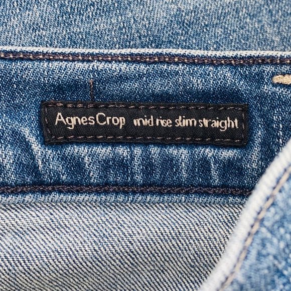 Citizens of Humanity COH Dip Dye Raw Hem Agnes Crop Mid Rise Slim Straight Jeans - Picture 10 of 11